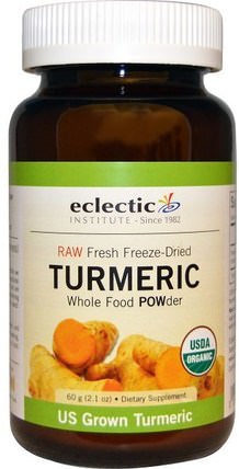 Turmeric, Whole Food Powder, 2.1 oz (60 g) by Eclectic Institute, 補充劑，抗氧化劑，薑黃素 HK 香港