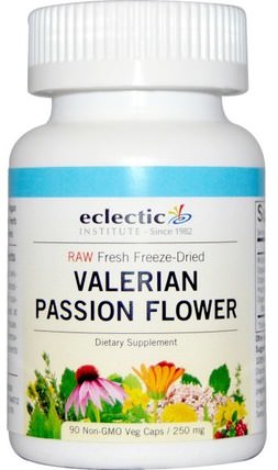 Valerian Passion Flower, 250 mg, 90 Non-GMO Veggie Caps by Eclectic Institute, 補充，睡覺 HK 香港