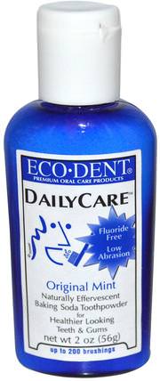 Daily Care, Baking Soda ToothPowder, Original Mint, 2 oz (56 g) by Eco-Dent, 洗澡，美容，牙膏 HK 香港