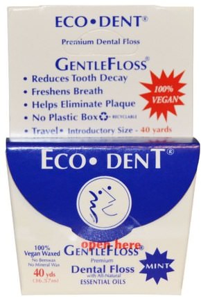 GentleFloss, Mint, 40 Yds (36.57 m) by Eco-Dent, 洗澡，美容，口腔牙齒護理，牙線 HK 香港