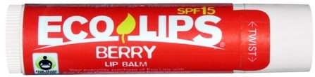 SPF 15, Berry.15 oz (4.25 g) by Eco Lips Lip Balm, 洗澡，美容，唇部護理，唇膏 HK 香港