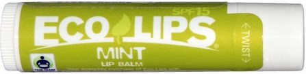 SPF 15, Mint.15 oz (4.25 g) by Eco Lips Lip Balm, 洗澡，美容，唇部護理，唇膏 HK 香港
