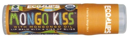Lip Balm, Vanilla Honey.25 oz (7 g) by Eco Lips Mongo Kiss, 洗澡，美容，唇部護理，唇膏 HK 香港