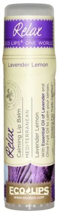 Calming Lip Balm, Relax, Lavender Lemon.25 oz (7 g) by Eco Lips One World, 洗澡，美容，唇部護理，唇膏 HK 香港