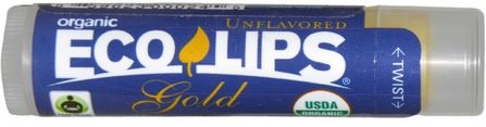 Unflavored.15 oz (4.25 g) by Eco Lips Organic Gold Lip Balm, 洗澡，美容，唇部護理，唇膏 HK 香港