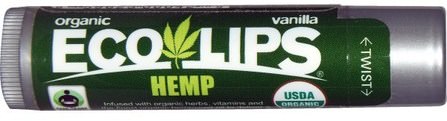 Vanilla.15 oz (4.25 g) by Eco Lips Organic Hemp Lip Balm, 洗澡，美容，唇部護理，唇膏 HK 香港