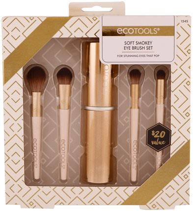Gold Collection, Soft Smokey Eye Brush Set, 4 Brushes + Case by EcoTools, 洗澡，美容，化妝工具，化妝刷 HK 香港