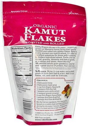 Organic Kamut Flakes, Roasted & Rolled, 16 oz (454 g) by Eden Foods, 補品，超級食品，kamut HK 香港