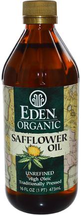 Organic Safflower Oil, Unrefined, 16 fl oz (473 ml) by Eden Foods, 補充劑，紅花油 HK 香港