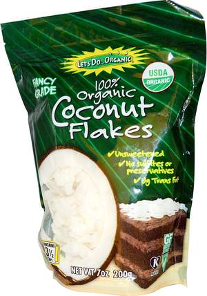 Coconut Flakes, Unsweetened, Organic 7 oz (200 g) by Edward & Sons, 食物，乾果，愛德華和兒子椰子整個 HK 香港