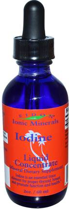 Ionic Minerals, Iodine, Liquid Concentrate, 2 oz (60 ml) by Eidon Mineral Supplements, 補品，礦物質，碘 HK 香港