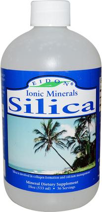 Ionic Minerals, Silica, 18 oz (533 ml) by Eidon Mineral Supplements, 補充劑，礦物質，液體礦物質，二氧化矽（矽） HK 香港