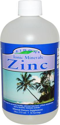 Ionic Minerals, Zinc, 18 oz (533 ml) by Eidon Mineral Supplements, 補品，礦物質，鋅，液體礦物質 HK 香港