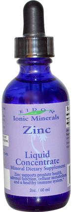 Ionic Minerals, Zinc, Liquid Concentrate, 2 oz (60 ml) by Eidon Mineral Supplements, 補品，礦物質，鋅，液體礦物質 HK 香港