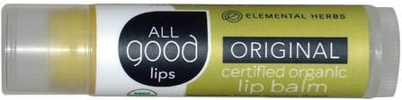 All Good Lips, Certified Organic Lip Balm, Original, 4.25 g by All Good Products, 洗澡，美容，唇部護理，唇膏 HK 香港