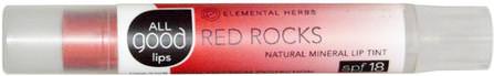 All Good Lips, Natural Mineral Lip Tint, SPF 18, Red Rocks, 2.55 g by All Good Products, 洗澡，美容，口紅，光澤，襯墊，唇部護理 HK 香港