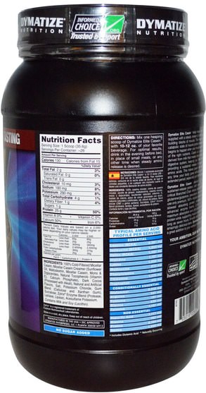 健康 - Dymatize Nutrition, Elite Casein, Rich Chocolate, 2 lbs (918 g)