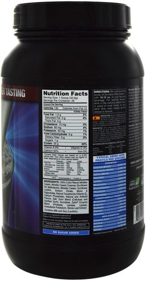 健康 - Dymatize Nutrition, Elite Casein, Smooth Vanilla, 2 lbs (918 g)