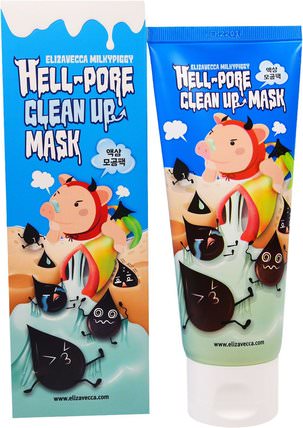 Hell-Pore Clean Up Mask, 3.38 fl oz (100 ml) by Elizavecca, 美容，面膜，粉刺，瑕疵面膜，面部護理，洗面奶 HK 香港