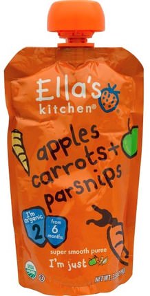 Apples Carrots + Parsnips, Super Smooth Puree, 3.5 oz (99 g) by Ellas Kitchen, 兒童健康，兒童食品，嬰兒餵養，食物 HK 香港