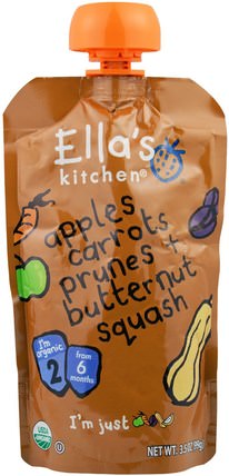 Apples Carrots Prunes + Butternut Squash, Super Smooth Puree, 3.5 oz (99 g) by Ellas Kitchen, 兒童健康，兒童食品，嬰兒餵養，食物 HK 香港