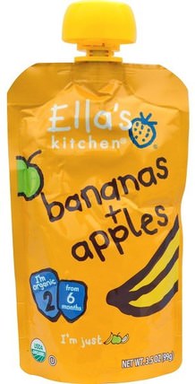 Bananas + Apples, 3.5 oz (99 g) by Ellas Kitchen, 兒童健康，兒童食品，嬰兒餵養，食物 HK 香港