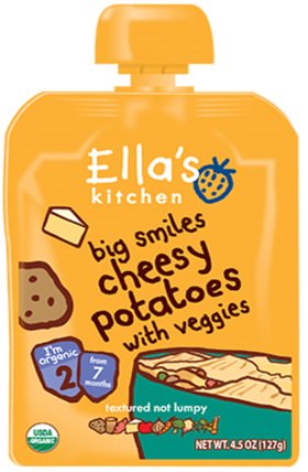 Big Smiles Cheesy Potatoes with Veggies, 4.5 oz (127 g) by Ellas Kitchen, 兒童健康，兒童食品，嬰兒餵養，食物 HK 香港
