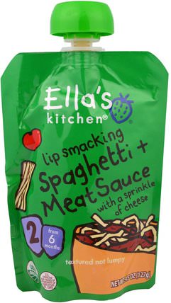Lip Smacking Spaghetti + Meat Sauce with a Sprinkle of Cheese, Stage 2, 4.5 oz (127 g) by Ellas Kitchen, 兒童健康，兒童食品，嬰兒餵養，食物 HK 香港