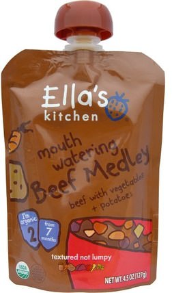 Mouth Watering Beef Medley, Beef with Vegetables + Potatoes, 4.5 oz (127 g) by Ellas Kitchen, 兒童健康，兒童食品，嬰兒餵養，食物 HK 香港
