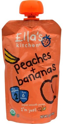 Super Smooth Puree, Peaches + Bananas, 3.5 oz (99 g) by Ellas Kitchen, 兒童健康，兒童食品，嬰兒餵養，食物 HK 香港