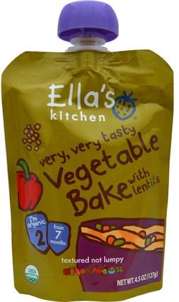 Very, Very Tasty Vegetable Bake with Lentils, 4.5 oz (127 g) by Ellas Kitchen, 兒童健康，兒童食品，嬰兒餵養，食物 HK 香港