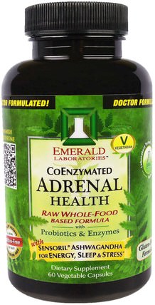 CoEnzymated Adrenal Health, 60 Veggie Caps by Emerald Laboratories, 健康，腎上腺支持 HK 香港