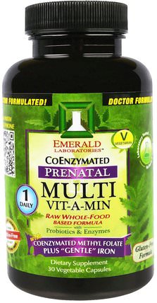 CoEnzymated Prenatal Multi Vit-A-Min, 30 Veggie Caps by Emerald Laboratories, 維生素，產前多種維生素 HK 香港
