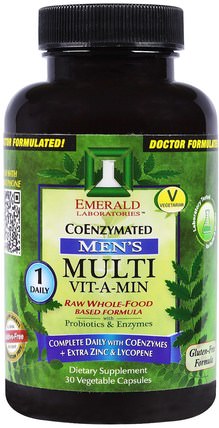 Mens Multi Vit-A-Min, 1-Daily, 30 Veggie Caps by Emerald Laboratories, 維生素，男性多種維生素 HK 香港