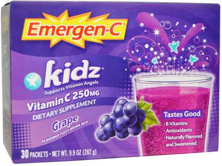 Kids, Grape, 30 Packets, 9.4 g Each by Emergen-C, 維生素，維生素C，兒童補品 HK 香港