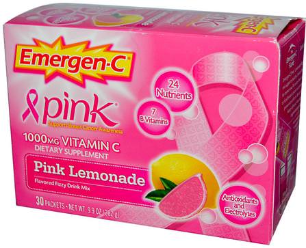 Pink, 1.000 mg Vitamin C, Pink Lemonade, 30 Packets, 9.9 g Each by Emergen-C, 運動，電解質飲料補水 HK 香港