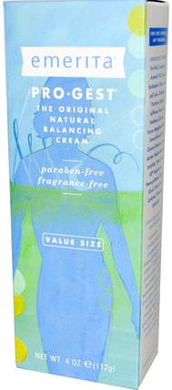Pro-Gest, Balancing Cream, Fragrance-Free, 4 oz (112 g) by Emerita, 健康，女性，黃體酮霜產品 HK 香港