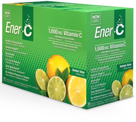 Vitamin C, Effervescent Powdered Drink Mix, Lemon Lime, 30 Packets, 10.1 oz. (285.6 g) by Ener-C, 維生素，維生素c HK 香港