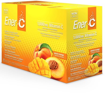 Vitamin C, Effervescent Powdered Drink Mix, Peach Mango, 30 Packets, 10.2 oz (289.2 g) by Ener-C, 維生素，維生素c HK 香港