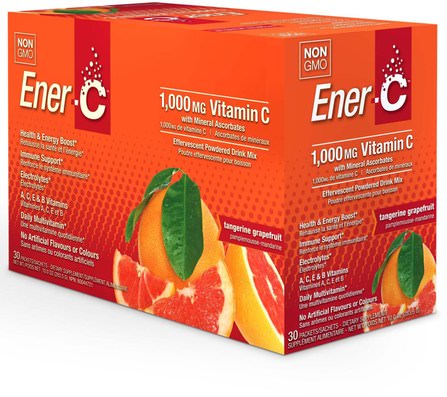 Vitamin C, Effervescent Powdered Drink Mix, Tangerine Grapefruit, 30 Packets, 10.0 oz (283.5 g) by Ener-C, 維生素，維生素c HK 香港