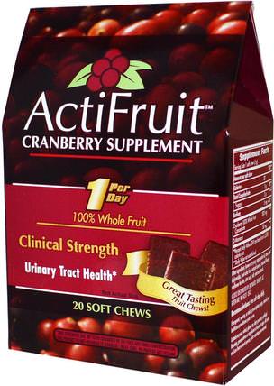 ActiFruit, Cranberry Supplement, 20 Soft Chews by Enzymatic Therapy, 補品，草藥，蔓越莓 HK 香港