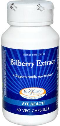 Bilberry Extract, Eye Health, 60 Veggie Caps by Enzymatic Therapy, 補充劑，健康，眼部護理，視力保健 HK 香港