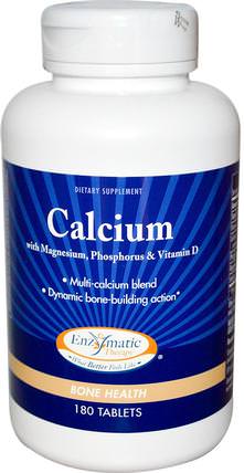 Calcium, with Magnesium, Phosphorus & Vitamin D, 180 Tablets by Enzymatic Therapy, 補品，礦物質，鈣 HK 香港