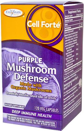 Cell Forte, Purple Mushroom Defense, 120 Veggie Caps by Enzymatic Therapy, 補充劑，藥用蘑菇 HK 香港
