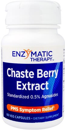 Chaste Berry Extract, PMS Symptom Relief, 60 Veggie Caps by Enzymatic Therapy, 補品，草藥，純潔漿果 HK 香港