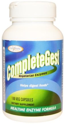 CompleteGest, Mealtime Enzyme Formula, 180 Veggie Caps by Enzymatic Therapy, 補充劑，酶 HK 香港