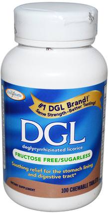 DGL, Deglycyrrhizinated Licorice, Fructose Free/Sugarless, 100 Chewable Tablets by Enzymatic Therapy, 補品，健康 HK 香港