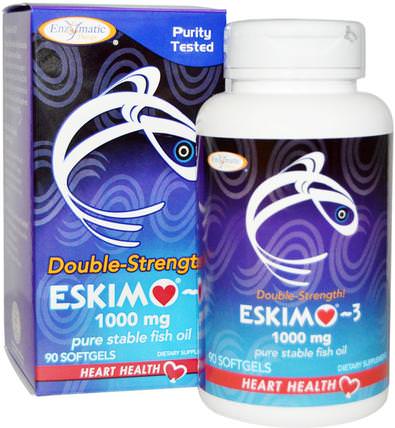 Eskimo-3, Double Strength, 1000 mg, 90 Softgels by Enzymatic Therapy, 補充劑，efa omega 3 6 9（epa dha），魚油 HK 香港