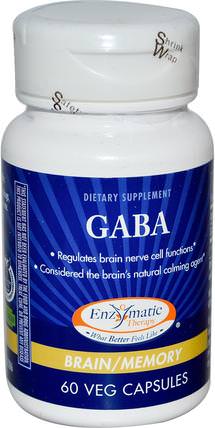 GABA, Brain/Memory, 60 Veggie Caps by Enzymatic Therapy, 補充劑，gaba（γ氨基丁酸） HK 香港