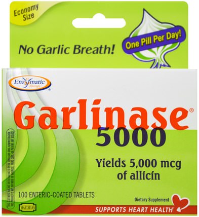 Garlinase 5000, 100 Enteric-Coated Tablets by Enzymatic Therapy, 補充劑，抗生素 HK 香港